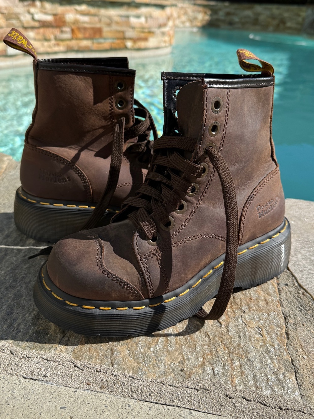 NOS Vintage 1990's Dr. Martens 2A73 Brown Leather Boots Made in England UK 3